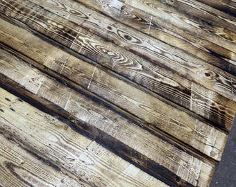 10 x Rustic Scorched Pallet Wood Cladding Timber Planks, Slats, Rustic Crafts Timber - Fast & Free UK Delivery 105cm Length, 10cm Width