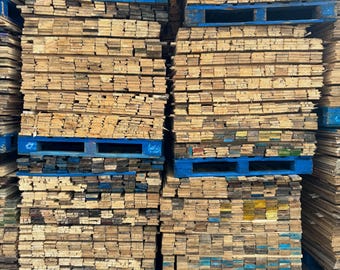 1-150 sqm Reclaimed Pallet Wall Cladding - Kiln Dried Boards, Planks, Slats, Rustic Crafts, Recycled Timber - Fast & Free UK Delivery