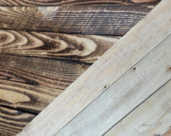 10 x Flame Scorched Rustic Looking Pallet Boards Choose Your Own Length / Finish Scorched or Natural - 80cm - 105cm - 120cm - 150cm