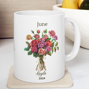 Double Birth Flower Mug Family Garden Gift, Birthday Flower Mug For Mom Mothers Day, Floral Mug, BirthFlower Mug For Mommy-June Mug Gift