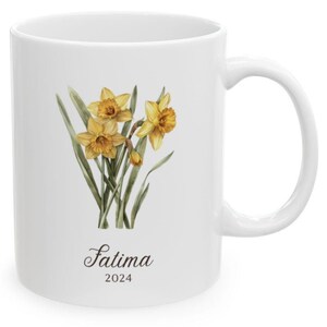 Birth Flower Mug Family Garden Gift, Birthday Flower Mug For Mom Mothers Day Gift, Floral Mug, BirthFlower Mug For Mommy- March Mug Gift