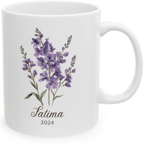 Birth Flower Mug Family Garden Gift, Birthday Flower Mug For Mom Mothers Day Gift, Floral Mug, BirthFlower Mug For Mommy- July Mug Gift