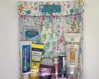 Wildflowers Clear Front Ouch Pouch or Personalize 8x10 Toiletries Cosmetic First Aid Inhaler EpiPen Medication Holder Travel Tote