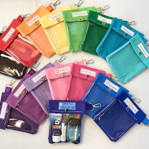 Bolsa frontal transparente personalizada con clip de 4 x 5, inhalador, AuviQ EpiPen, medicamentos de primeros auxilios, medidor de diabetes, protector solar, colores escolares, desinfectante de manos