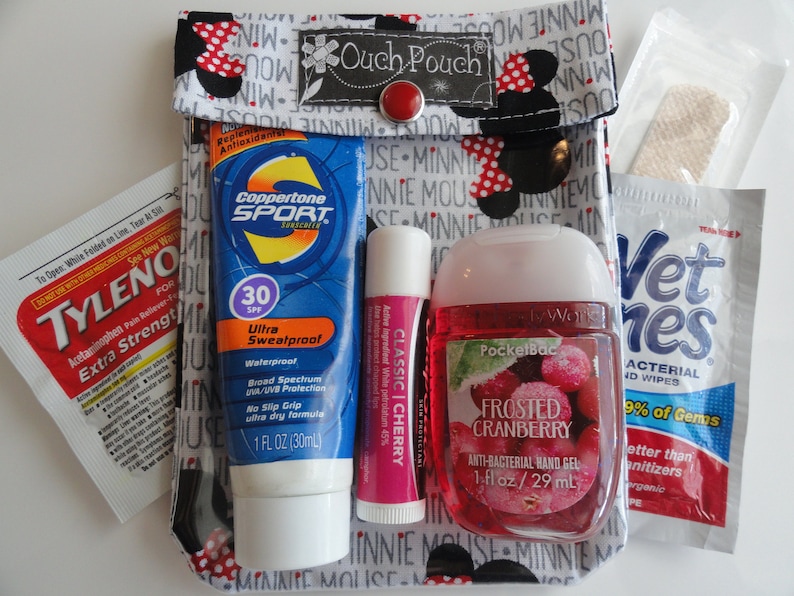 Mimmi Pigg & Röda Prickar Aj-påse 2 4x5's Genomskinligt Framfönster Första Hjälpen Sminkväska Disney Blöjväska Ryggsäcksinsats Fiskförlängare bild 2