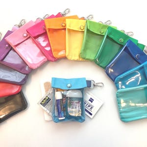 Klare Vorderseite Mini Schlüsselbund Snap Beutel Clip 3x4 ID Kreditkartenhalter Lippenbalsam AuviQ EpiPen Neffy * Brautparty Schule Farben Kleine Tasche Geldbörse