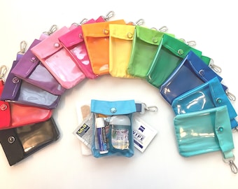 Clear Front Mini Keychain Snap Pouch Clip 3x4 ID Credit Card Holder Lip Balm AuviQ EpiPen Neffy* Bridal Party School Colors Small Bag Purse