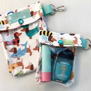 Dachshund Bolsas de Clip Transparentes Bolsa portátil Ouch Paquete de 2 Cosméticos de Primeros Auxilios Escolares Bolsa de pañales Monedero Mochila Inserto 3x4 y 4x5 Personalizar