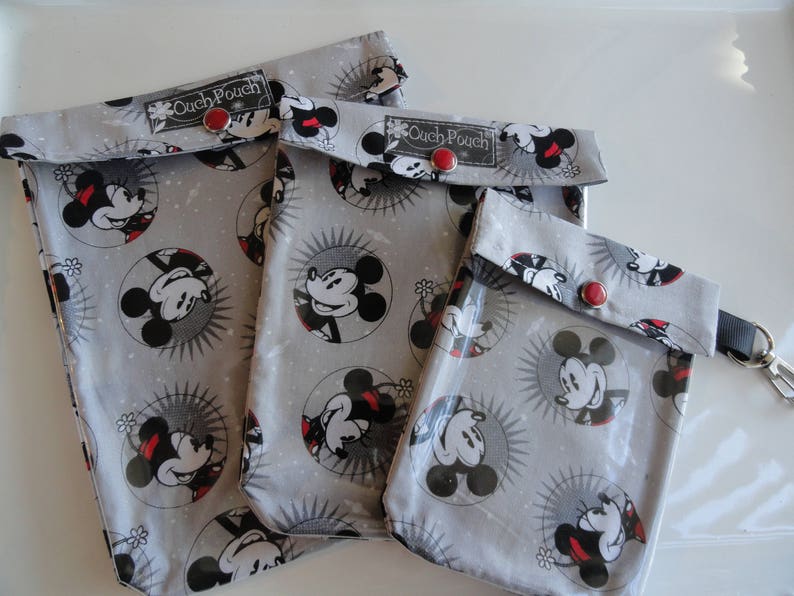 Mickey Mouse Clear Front Ouch Pouch First Aid Kit Disney Organizer Personalized Toiletries Park Bag Toddler Girl Boy 5x7 image 3