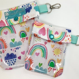Clear Front Rainbows Pouch 2 Pack Clip Bags First Aid Passport Cosmetics Diaper Bag Purse Backpack Inserts 3x4 & 4x5 USB Flash Drive Case