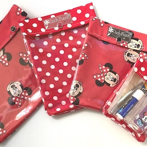 Minnie Maus Klar Front Ouch Beutel 4 Stück Set Reise Geldbörse Organisatoren Erste Hilfe Sonnencreme Hand Sanitizer Bag Cruise Totes