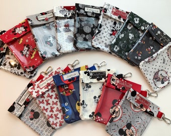 Disney Mickey & Minnie Mouse (5 Pack) Clear Front 4x5 Ouch Pouch Fish Extender Gift First Aid Kit Make Up Purse Organizers Assorted Prints