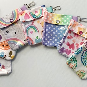 Minizakje doorzichtige voorkant meisjes sleutelhanger clip 3 x 4 kleine handdesinfecterend middel Chapstick ID creditcard cadeaukaarthouder AuviQ EpiPen * Neffy Puffer