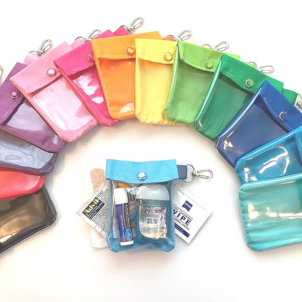 Estuche transparente con clip para llavero, mini monedero, bálsamo labial, desinfectante de manos, portatarjetas de regalo e identificación (3x4)