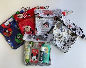 Mickey / Minnie Mouse 5x5 Disney Ouch Pouch "Grab Bag" 2+ (with Clip) Hand Sanitizer Holder First Aid Case Diaper Bag Park Travel Organizer