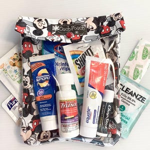 Borsa organizer da viaggio trasparente Mickey Mouse Ouch Pouch Park, pronto soccorso, forniture mediche, Disneyland Park Cruise, prolunga per pesci, 6x8