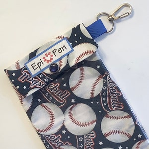 Baseballs EpiPen-Beutel mit klarem Taschenclip Medizinischer Ausweis für 2 (6 ") Allergien oder Linsen
