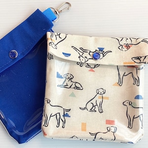 Retro Hunde oder Blau klar vorne Snap Beutel 5x5 Clip Erste Hilfe Kosmetik Sonnencreme AuviQ Inhalator Halter Geldbörse Windel Tasche Veranstalter Personalisieren