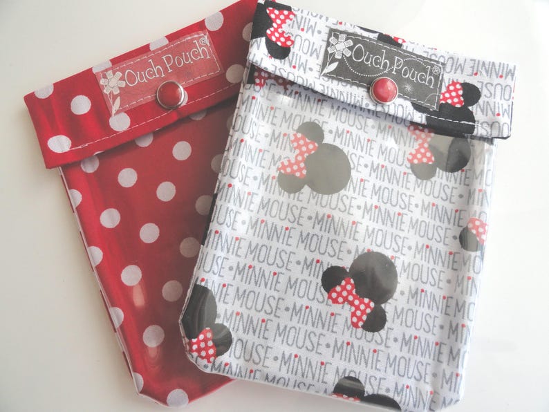 Mimmi Pigg & Röda Prickar Aj-påse 2 4x5's Genomskinligt Framfönster Första Hjälpen Sminkväska Disney Blöjväska Ryggsäcksinsats Fiskförlängare bild 1