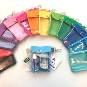 Mini bolsa transparente frontal, porta-chaves a granel, mochila, clipe 3x4, porta-álcool em gel, protetor labial AuviQ *Neffy School Colors, lembrancinha de chá de panela para casamento