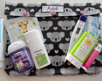 Koala Clear Front Pouch Personalized Option Baby Gift Diaper Bag Insert Medications First Aid Stroller Organizer Back to School Tote XL 7x9