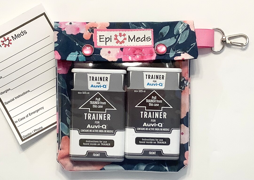 REDUCED Gray Floral Auviq Epipen Inhaler Ouch Pouch Clear Front W/ Clip ...