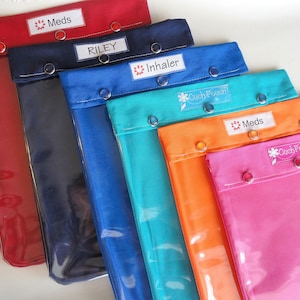 Clear Front Medical Pouch 8x10 Solid Colors First Aid Kit Inhaler/Spacer Diabetic Case EpiPen Bag Sports Work Teacher School Personalize