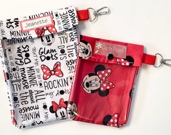 Minnie Mouse Dots & Bows Ouch Pouch With Clips 2 Pack 5x7 and 4x5 Clear First Aid Diaper Bag Purse Girls Backpack Organizer Personalize