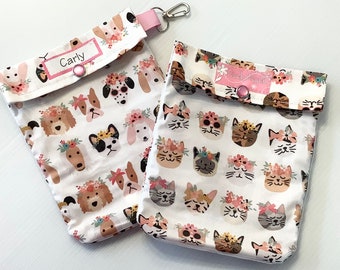 Boho Dogs or Cats Ouch Pouch 5x7 TSA Clear Front First Aid Diaper Bag Purse Travel Organizer Baby Toddler Girl Toiletries School Supplies