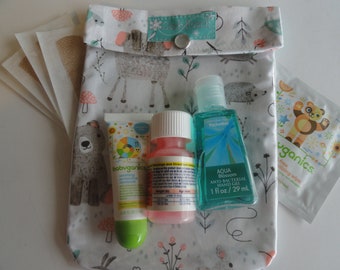 Woodland Forest Animals Ouch Pouch Clear Front First Aid Medicine School Supplies Toddler Baby Girl Organizer Diaper Bag Insert Medium 5x7