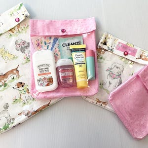 Vintage Hunde Klare Front Ouch Beutel 4er Set Reise-Organisatoren Baby Windeltasche Geldbörse Erste Hilfe Toilettenartikel Medizinische Kosmetik Mädchen Geschenk