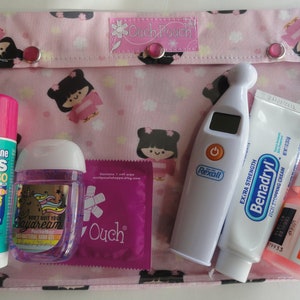 Japanska flickor genomskinlig framvävd tygpåse 7x9 Ouch-påse kosmetika medicinsk första hjälpen-kit reseblöjväska babytillbehör arrangör bild 1