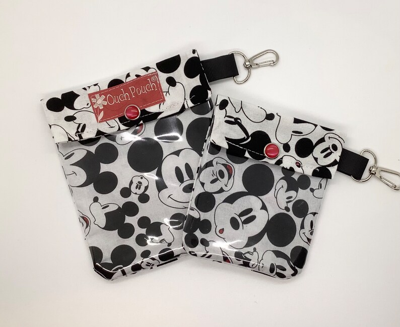 Zestaw 2 przezroczystych torebek z klipsem Myszka Minnie, saszetka Disney Ouch, kosmetyki pierwszej pomocy, torebka z przedłużką do ryb, plecak, uchwyt na przepustkę morską, personalizacja 3x4 i 4x5 zdjęcie 7