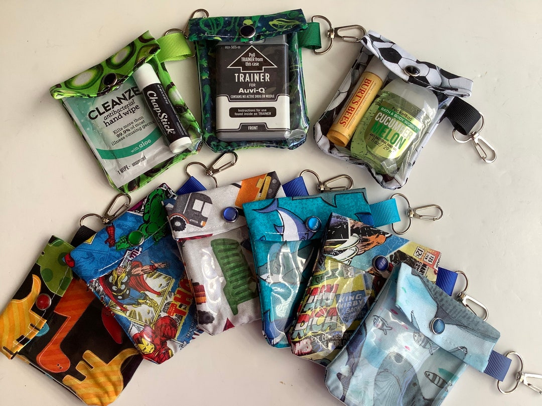 Clear Front Mini Pouch With Keychain Clip 3x4 Small Holder for ID Credit Card Vaccination