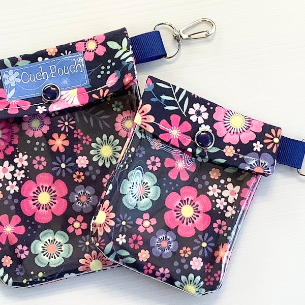 Clearance Floral Ouch Pouch 2 Pack Clear Front Clip Bags for First Aid Cosmetics Diaper Bag Purse Backpack Baby Shower 3x4 & 4x5