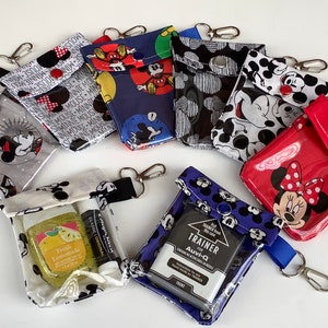 Portachiavi con clip trasparente 3x4 Topolino e Minnie, portadocumenti, carta di credito, balsamo per labbra, disinfettante per le mani, ID Disney Cruise Sea Pass