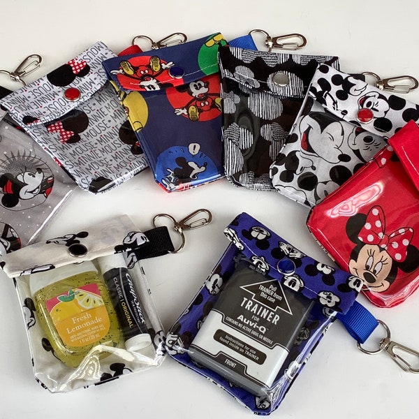 Mickey & Minnie Mouse 3x4 Clear Mini Pouch Keychain Clip Holder ID Cash Credit Card Lip Balm Hand Sanitizer ID Disney Cruise Sea Pass