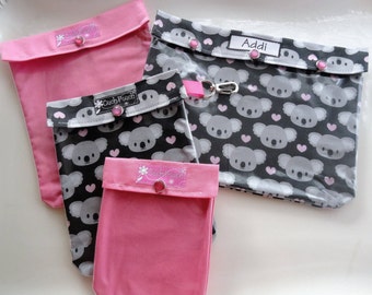 SALE Koala Bear Ouch Pouch 4 Piece Set Clear Front Organizers Diapers Wipes Medications First Aid Baby Shower Girl Gift Australia Animal