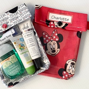 Minnie Mouse (1) Clear Front Hand Sanitizer Case First Aid Pouch 4x5 Diaper Bag Organizer Toiletries Cosmetic Purse Holder Clip Option