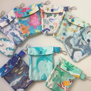 Sand Surf Sea & Ocean 3x4 Clear Front Mini Pouch Keychain Clip Small Purse Holder Lip Balm dexcom G7 AuviQ EpiPen Tiny Toiletries Gift Card