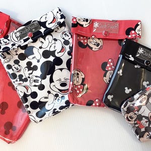 Topolino e Minnie Disney Ouch Pouch, confezione da 5, con parte anteriore trasparente, per articoli da toeletta, cosmetici da viaggio, medicinali, borsa per pannolini, estensori per pesci da crociera