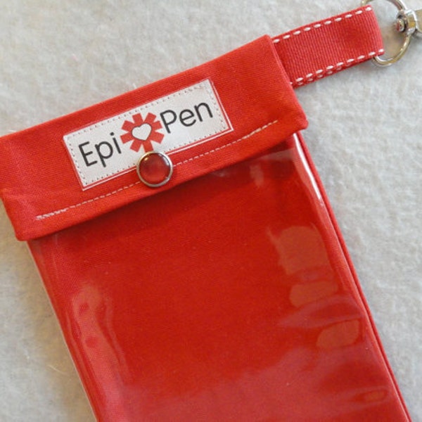 EpiPen Carrier with Clear Pocket Clip Holds 2 Injector Pens Diabetes Insulin Allergy Medication Holder Flex Pen Pouch ID Card Solid Colors