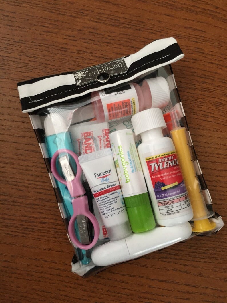 Clearance Clear Front Ouch Pouch 5x7 Girl First Aid Mask Hand Sanitizer Holder Toddler Girl Diaper Bag Organizer School Supplies Party Favor