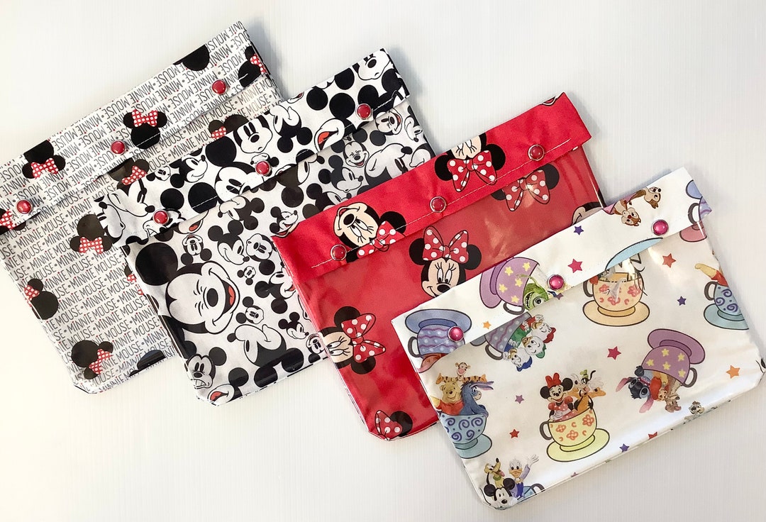Mickey / Minnie Mouse Clear Front Pouch XL 7x9 Personalize Organizer ...