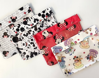 Musse Pigg / Mimmi Pigg genomskinlig framväska XL 7x9 personlig arrangör Första hjälpen-mediciner Kosmetika Semester Disney Park TSA-reseväska