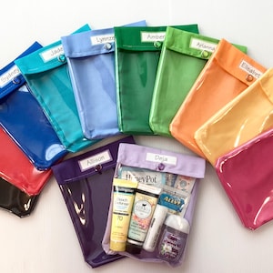 Pochette personnalisée 5x7 devant transparent couleurs unies sac à main voiture sac à langer organisateur de rangement premiers secours médical bébé mariage nuptiale fête école