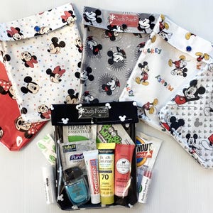 Topolino / Minnie Mouse (1) Ouch Pouch Borsa da viaggio trasparente Organizzatore Pronto Soccorso Cosmetici Bambini Disney Park Cruise Pesce Estensore 6x8 Personalizza