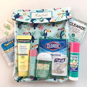 Bolsa transparente personalizada con diseño de pájaro tucán, 6 x 8, suministros de primeros auxilios, protector solar, cosméticos, mochila escolar, bolsa de pañales, organizador de viaje, 50 % de descuento