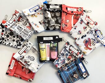 Disney Mickey & Minnie Mouse 10+ Pack Snap Pouches 4x5 Clear Diaper Bag Purse Backpack Organizers Park Cruise Fish Extender Gift Personalize