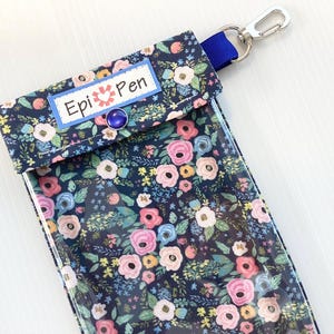 Floral EpiPen Carrier Pouch with Clear Front, Holds 2 Injectors (4 Sizes)